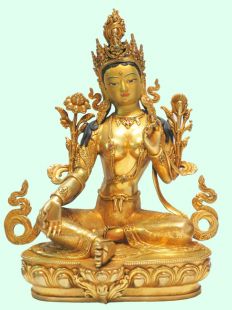 Green Tara Gilt copper statue