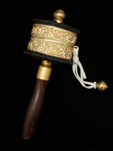 Brass wood prayer wheel