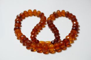 Antique Amber Necklace diamond cut