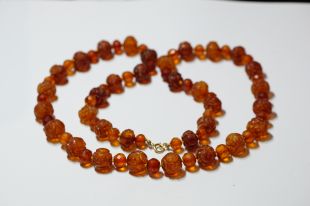 Antique Amber Necklace carved