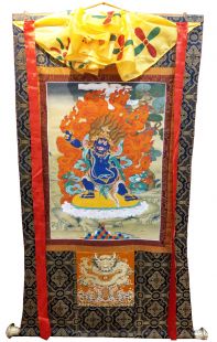 Assorted Vajrapani thanka with brocade