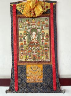 4 Face Buddha  Thanka with brocade