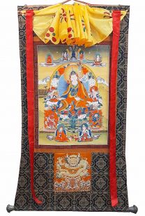 Assorted Guru Rinpoche thanka with brocade