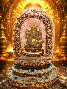 Exquisitely Carved Natural Crystal Ganesha